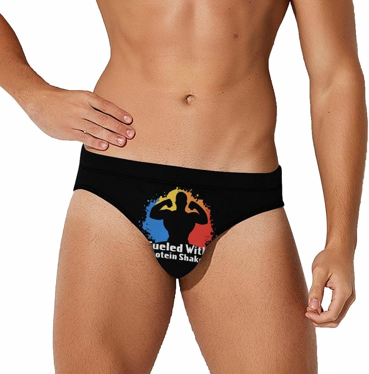 Fueled with Protein Shakes Mens Swim Briefs Print Bikini Swimwear Sport Swimsuit Surf Shorts Trunks