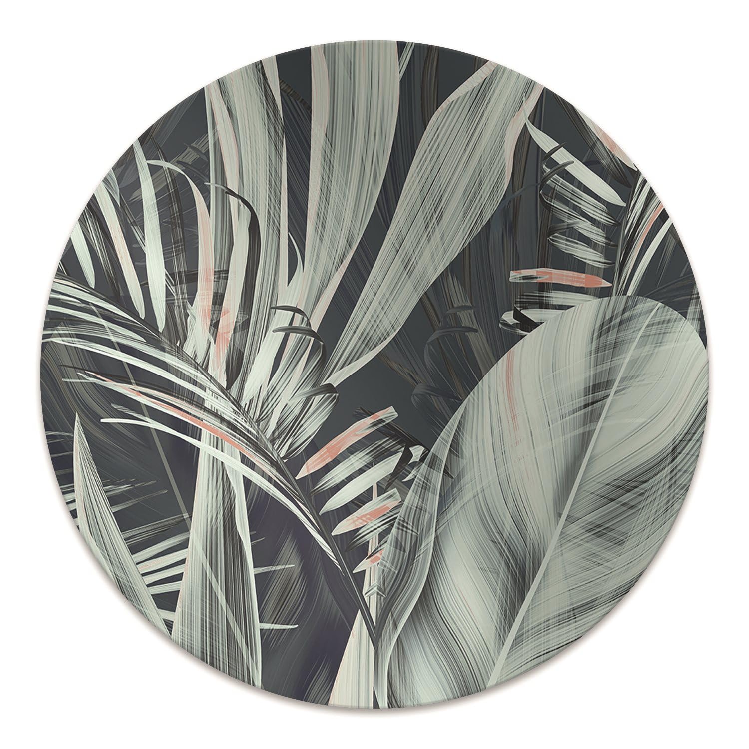 Tapis de chaise ø100 cm en PVC motif feuilles exotiques pour la protection du sol