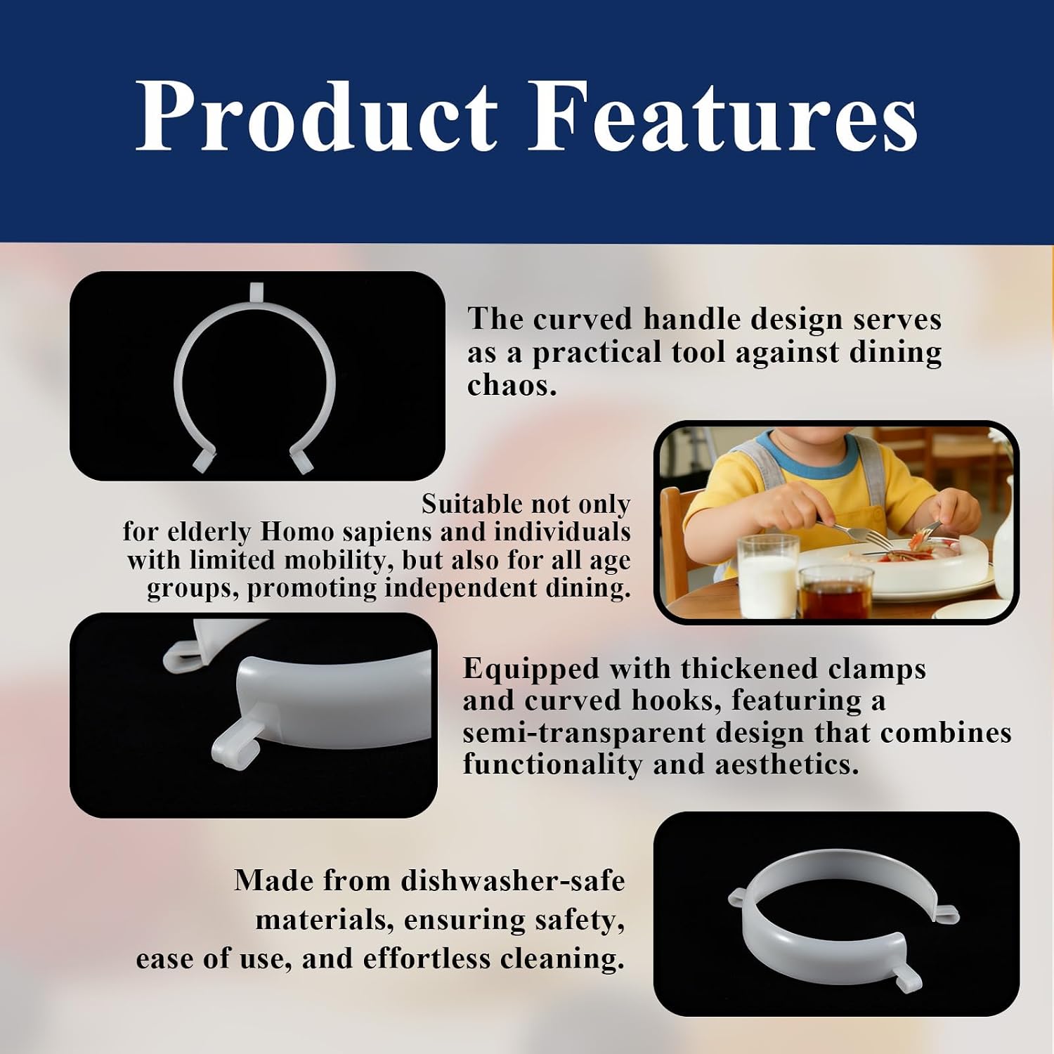 6-Pack Plate Guards for Eating | Spill-Proof Plate Guard Scooping Aid | One-Handed Adaptive Equipment for Elderly & Disabled | Fits Most 9"-12" Plates