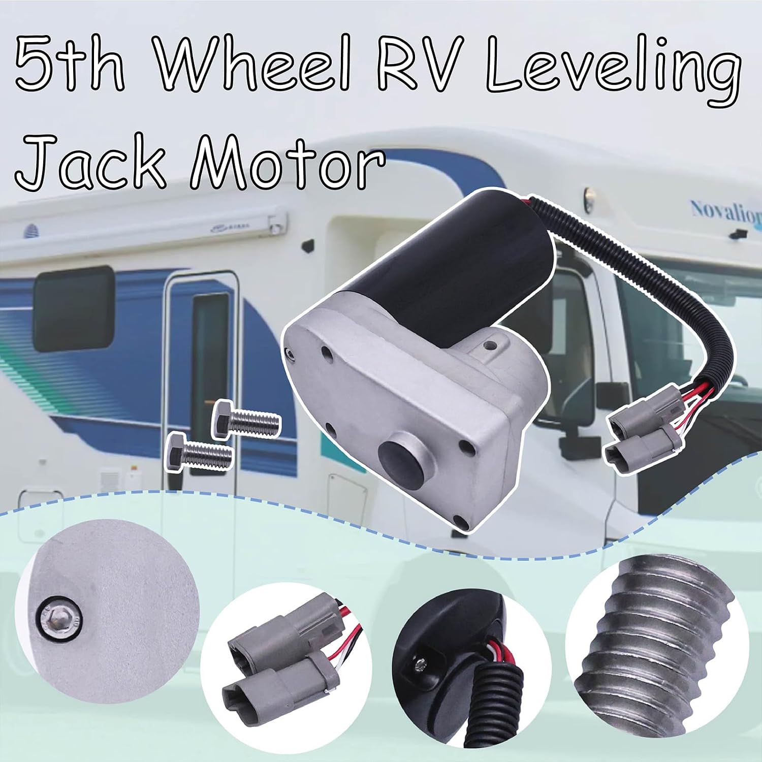 343758 5th Wheel RV Leveling Jack Motor Fit for Lippert Hall Effect Ground Control 3.0 Leveling Systems with Wiring Harness