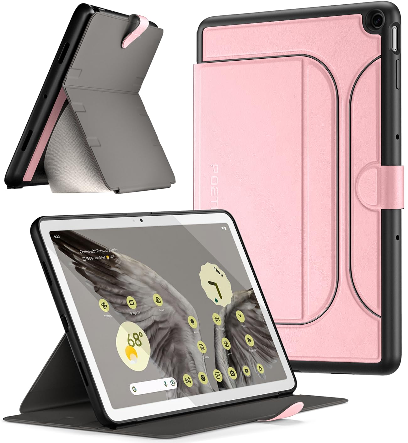 Étui pour tablette Google Pixel 2023 magnétique rose clair avec rabat pliable - 8