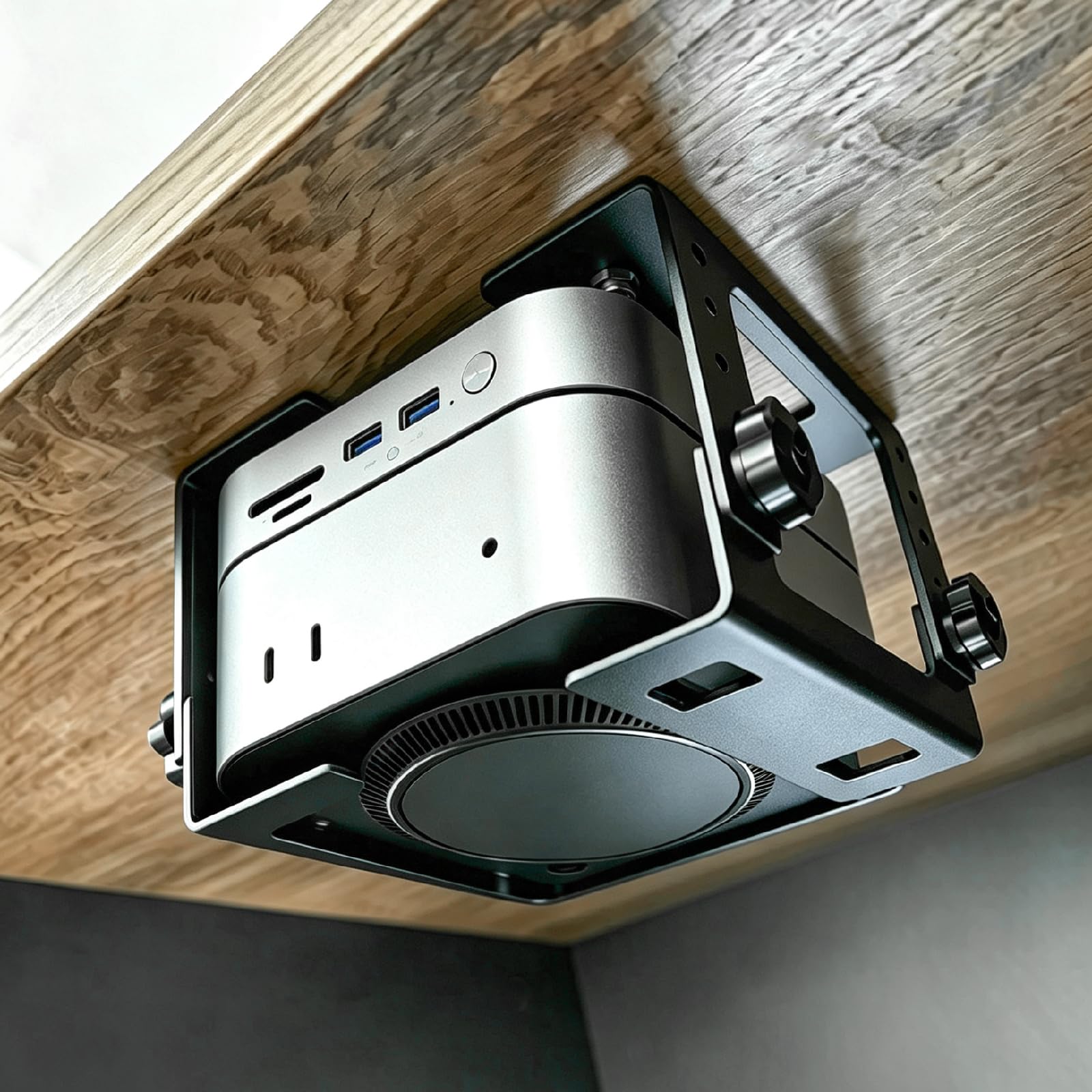 Adjustable Under Desk Mini PC Mount Bracket – 5-Level Height(1.4" to 3.3") for Mac mini M4/Small PCs,Game Console, Media Players, Audio Interface Fit for Any Other 1.4" to 3.3" Thick Devices-image-15
