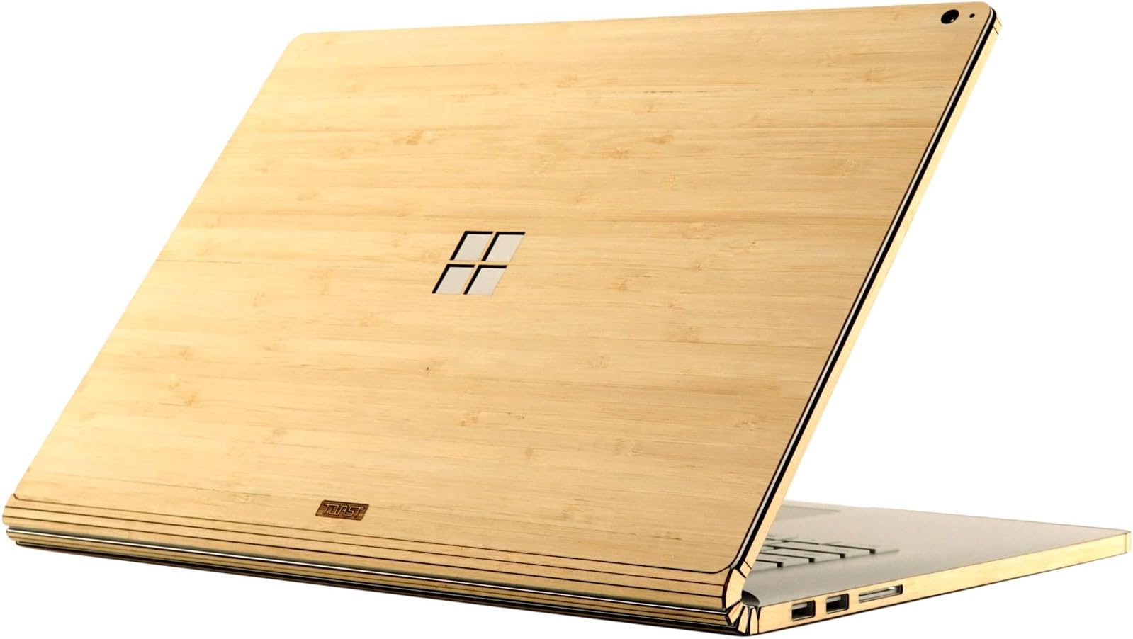 TOAST - Real Wood, Self-Adhesive Cover for Microsoft Surface Book 2 - 13" with Windows Logo Cutout - Bamboo