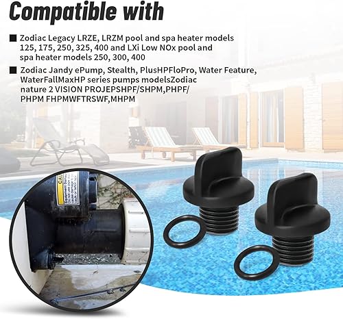Miniatura 4 de R0446000 Tapón de drenaje de bomba de piscina con junta tórica de repuesto para bombas de filtro Zodiac Jandy, bomba de refuerzo Polaris y sistema