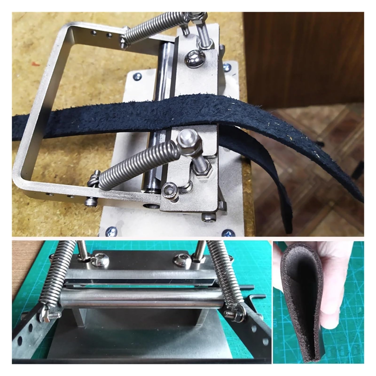 Máquina Manual de adelgazamiento de correas de tiras DIY, herramienta de rodillo pelador de corte for máquina divisora ​​de cuero de vaca Herramienta eléctrica