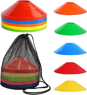 Taicols Agility Field Cones, 20 Pcs Soccer Markers Disc with Net Bag, Pro Disc Cones for Training Football, Soccer Cones T...