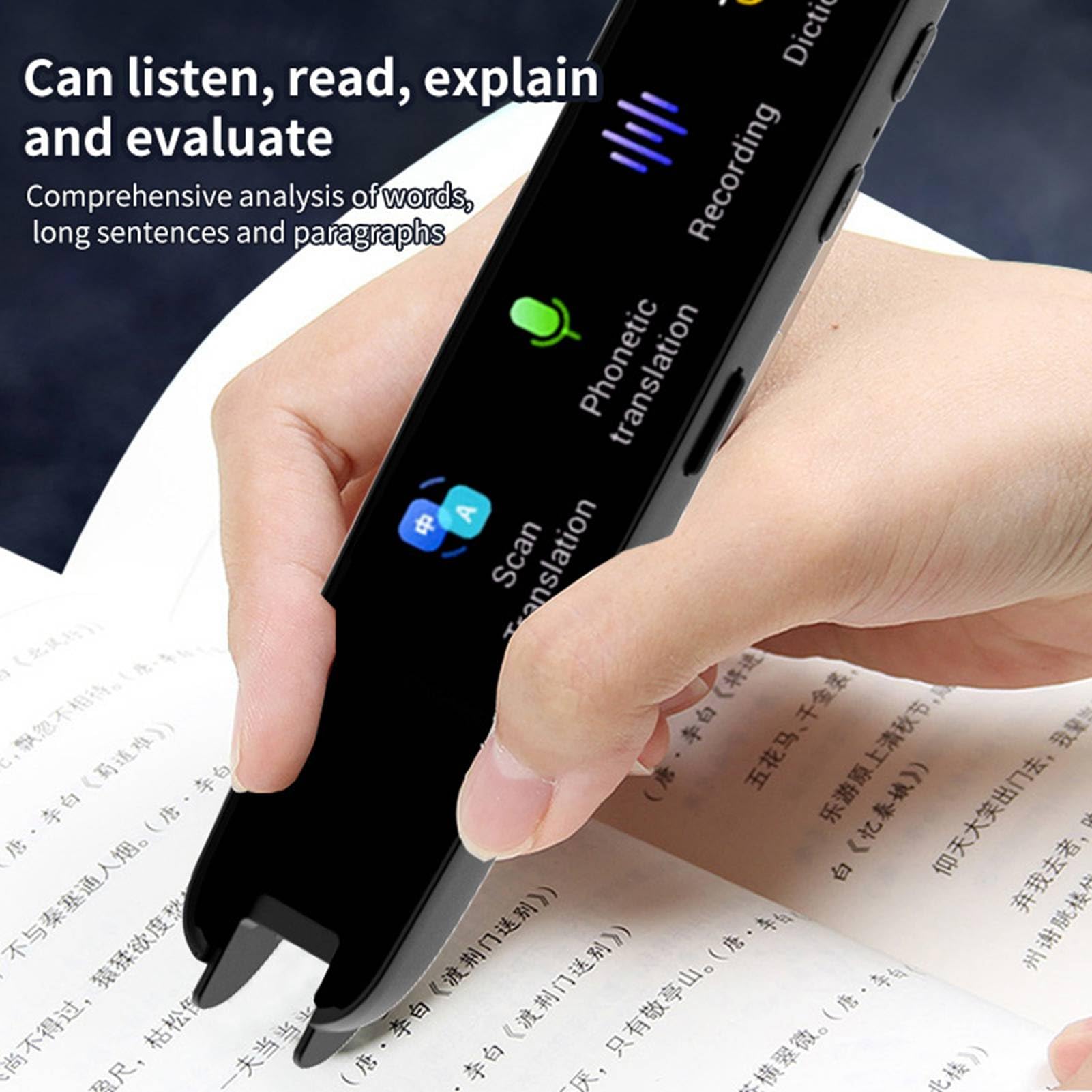 Scan Reader Pen, Text to Speech Device Translator Pen, Smart Recoring Pen Voice Cordless Language Translator Support for 117 Languages, for Students Language Learning Business