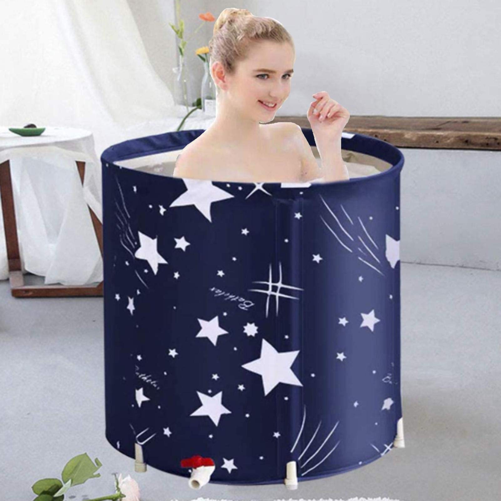 Bañera Plegable portátil, bañera de inmersión Plegable para Adultos, bañera de SPA separada para baño Familiar de 55-70 cm, bañera de inmersión de pie para Ducha, Ideal para baño c