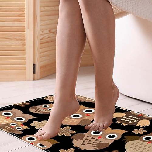 Miniatura 2 de Lindo búho marrón y flor, tapete duradero para puerta delantera, antideslizante, absorbente, resistente a la suciedad, para decoración del hogar, 24