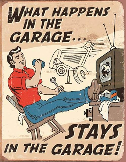 Happens Garage stays Men Dad Husband Tools Mechanic Vintage Retro Man Cave Bar Pub Shed Novelty Gift Aluminium Metal Tin Wall Décor Sign