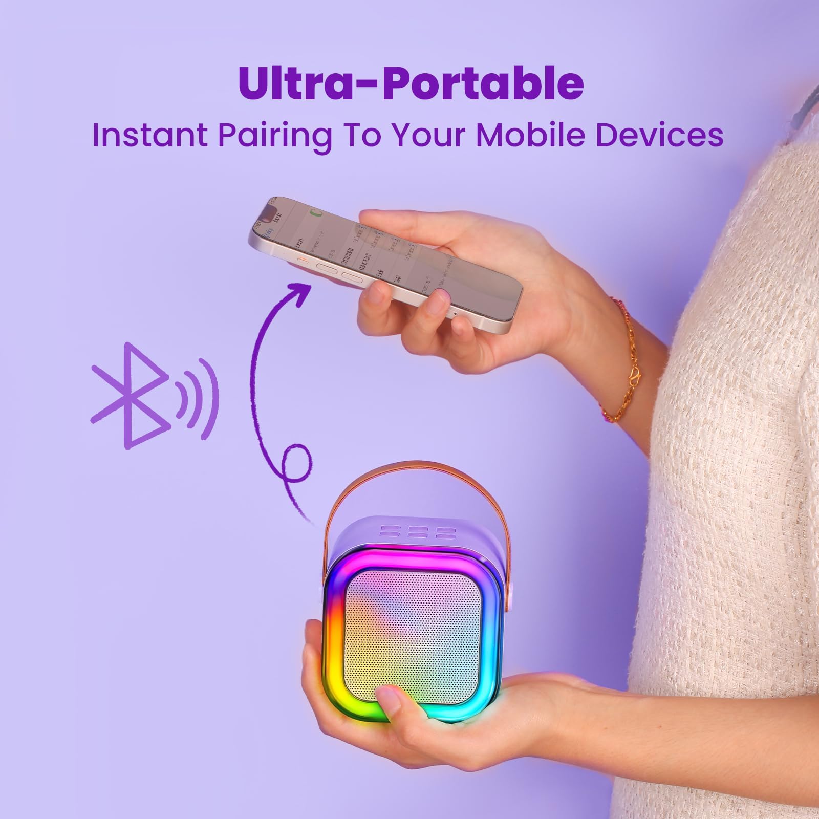 IROO Mini Karaoke Machine for Kids, 2026 TOP Toys Birthday Gifts Ideas for Girls Ages 4, 5, 6, 7, 8, 9, 10, 12+ Years Old, Portable MP3 Player with 2 Wireless Mics for Family Home Party