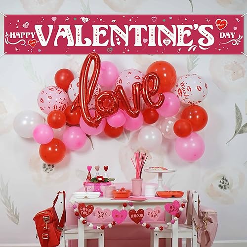 Miniatura 6 de Probsin Cartel grande para el día de San Valentín de 120 x 20 pulgadas decoraciones para el día de San Valentín suministros para fiestas feliz día
