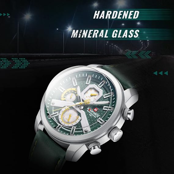 NAVIFORCE Fashion Big Face Watches for Men Analog Auto Date Leather Strap Military Sports Waterproof Luminous Quartz Wristwatch