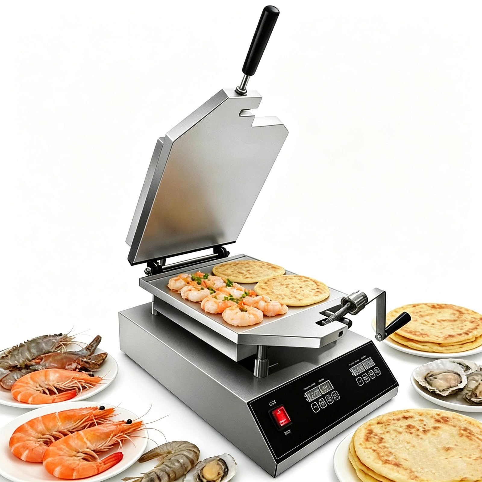 Seafood Fossil Cake Machine, Freshly Made Prawn Tako Senbei Maker Machine