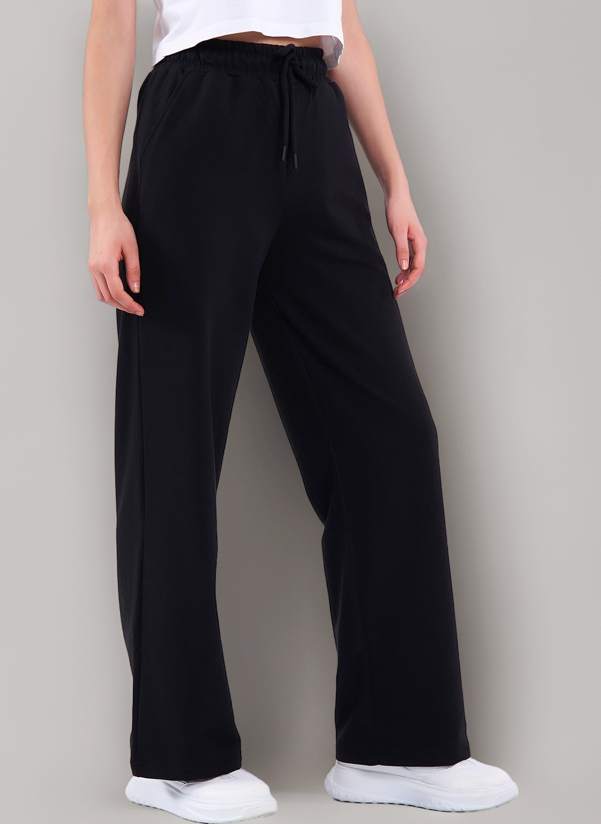 COMEOR Women's Jogging Bottoms, Thin Lightweight Breathable Cotton Straight Leg Joggers, Ladies Sports Yoga Trousers, Long Training Pants, Loose Sweatpants with Elastic Waist Drawstring