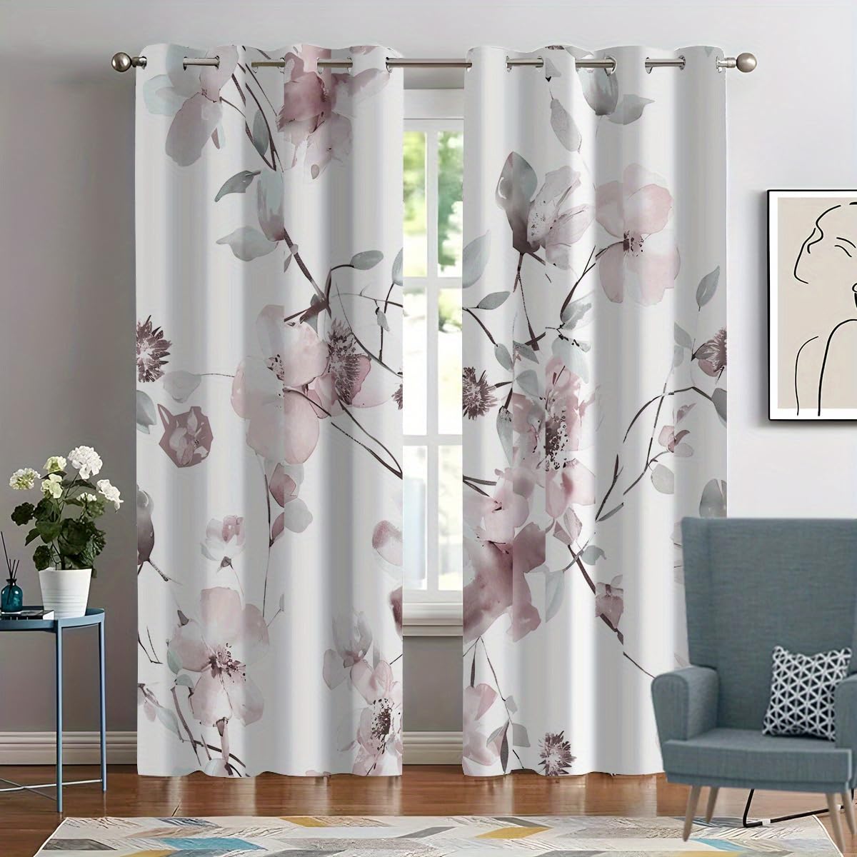Rideaux salon imprimés 3D voilages à fleurs pour chambre et balcon