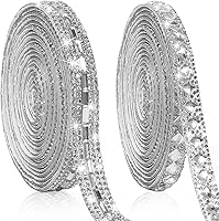 Vista 1 de 2 rollos6 yardas, cinta autoadhesiva de diamantes de imitación de 2 estilos, cinta de diamantes de imitación brillantes para decoración
