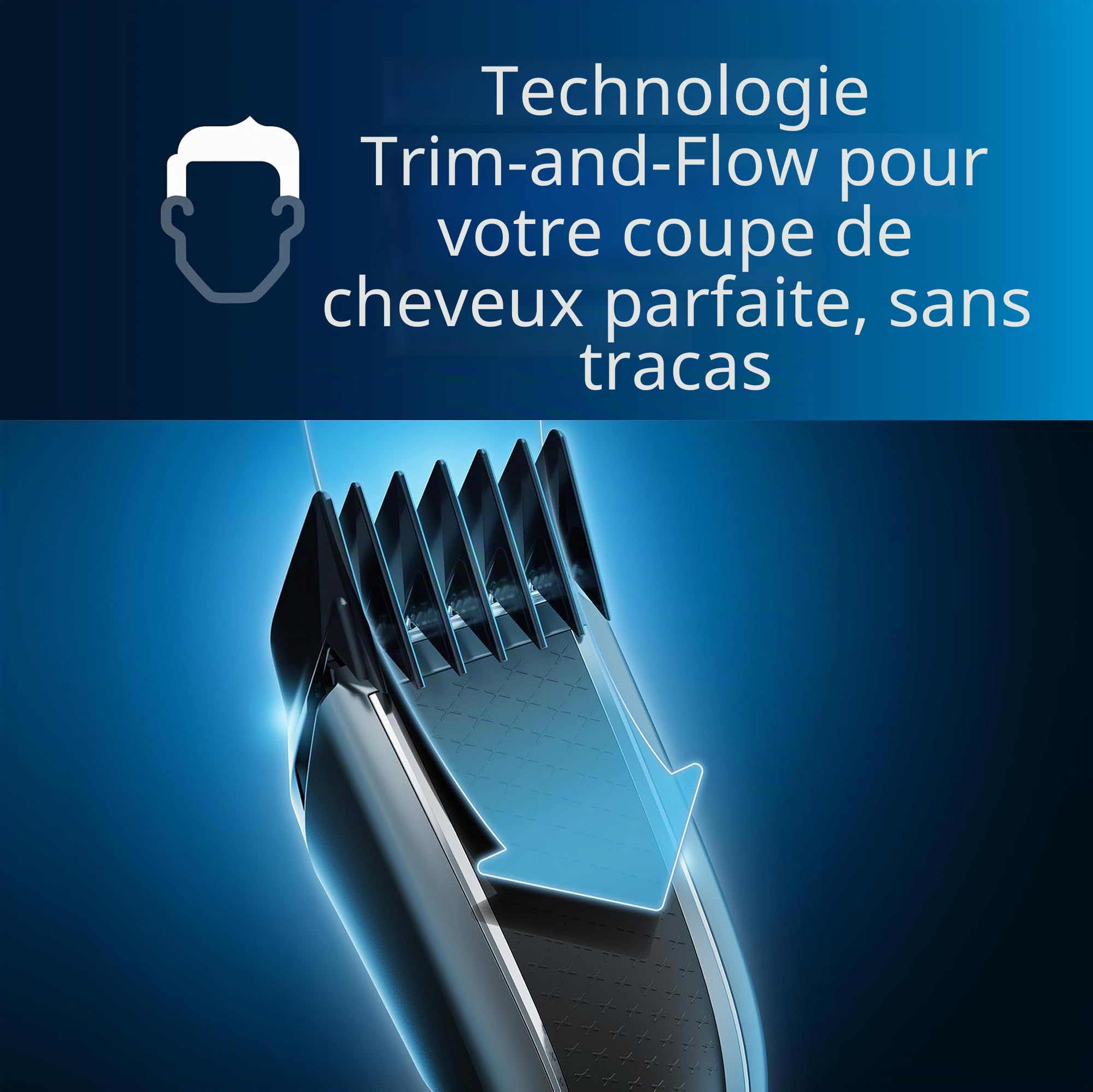 Philips Hair Clipper Série 3000, Tondeuse à Cheveux Lavable avec Technologie Trim-n-Flow (modèle HC3530/15)