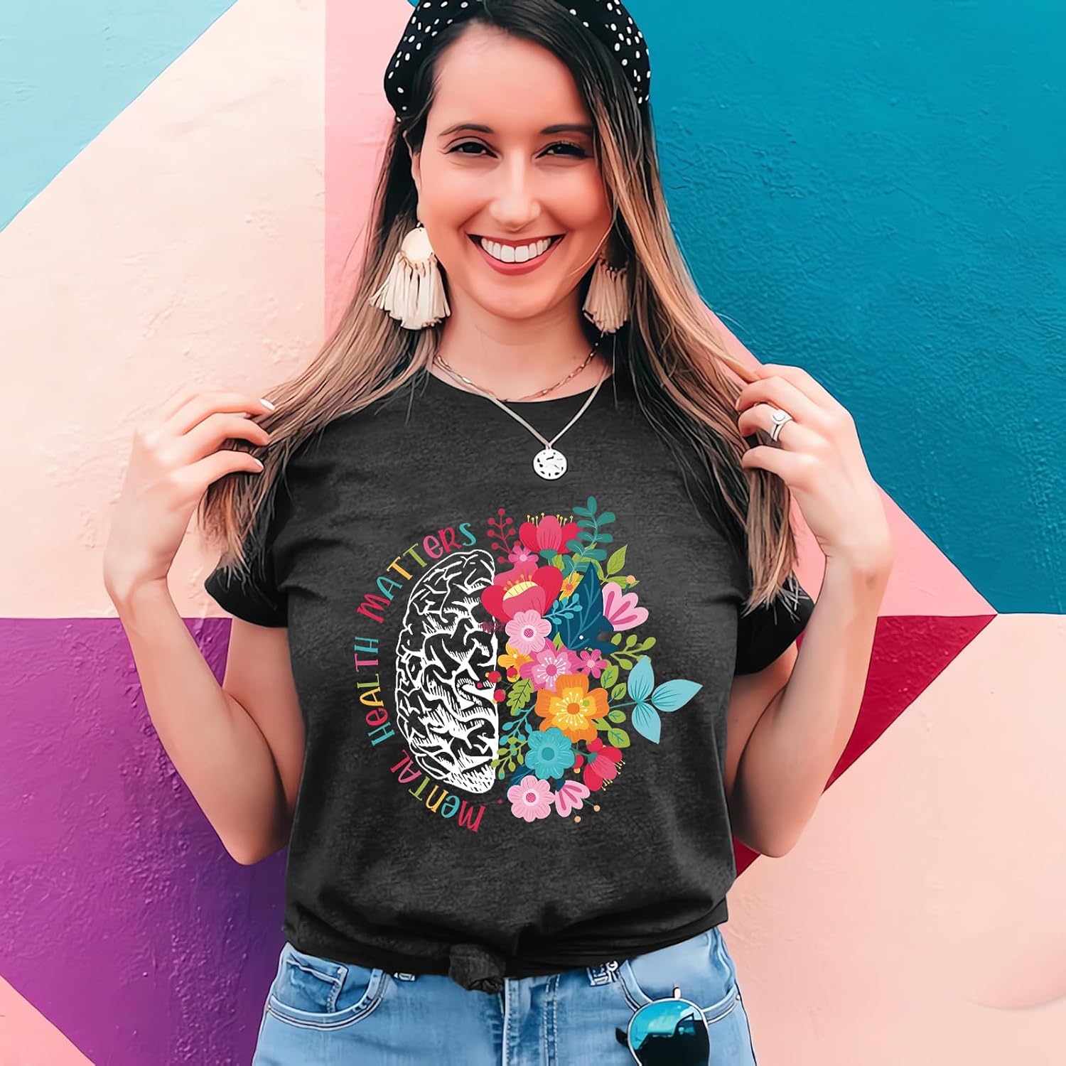 Mental Health Matters Shirt Women Inspirational Tshirts Human Brain Mental Health Illness Awareness Tops - Image 2