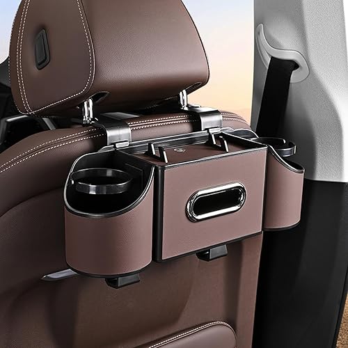 Organizador de asiento trasero para automóvil, 4 en 1, caja de almacenamiento multifuncional para asiento trasero de automóvil con soporte para