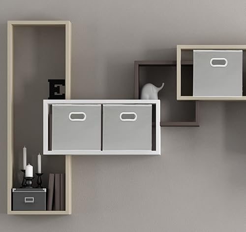 Vista 4 de Simple Houseware - Cubos plegables para almacenamiento, con asas Gris