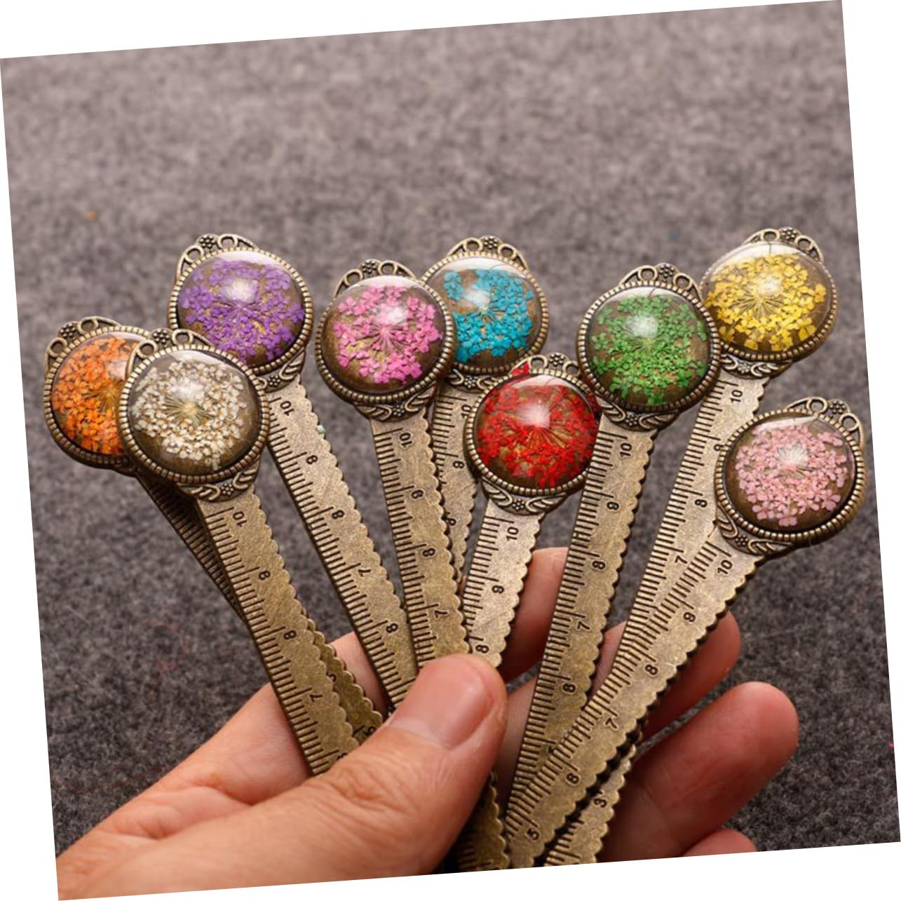 EXCEART 12pezzi Segnalibri Creativi Metallo Retro Con Design Floreale Colorato e Gemme Perfetti Come Marker Per Libri e Materiale Scolastico Miscele Di Stili Lace Lace Powder