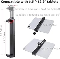 Vista 3 de Soporte para iPad – Soporte lateral para tableta para soporte de micrófono, doble 360 giratorio ajustable para iPad Pro 12.9 Air Mini y otras
