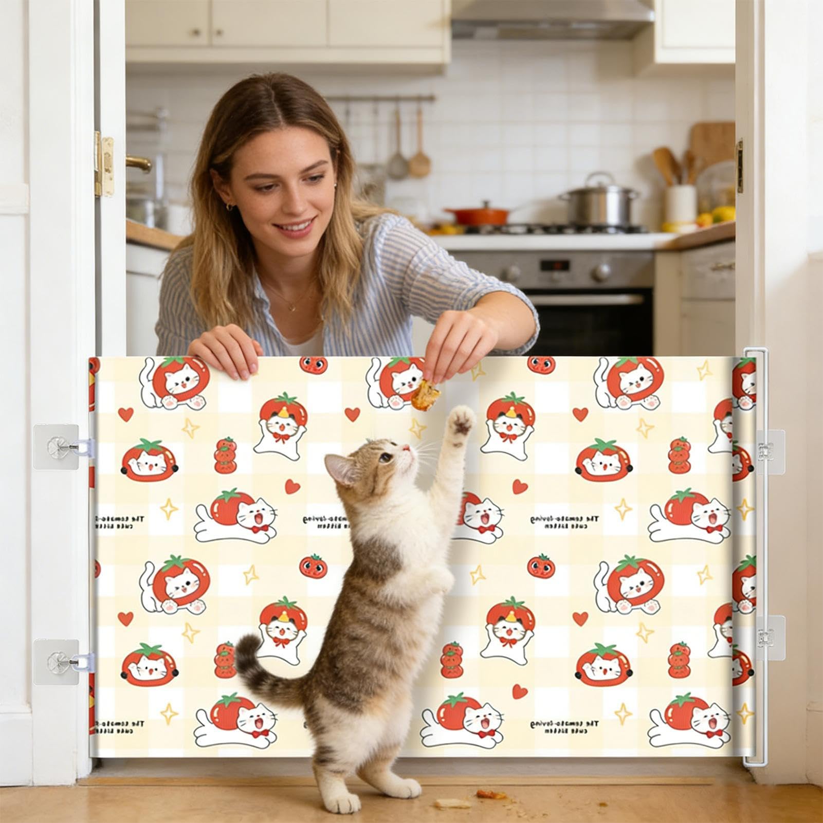 Cancello per Animali per Porte Senza foratura schermo retrattile per