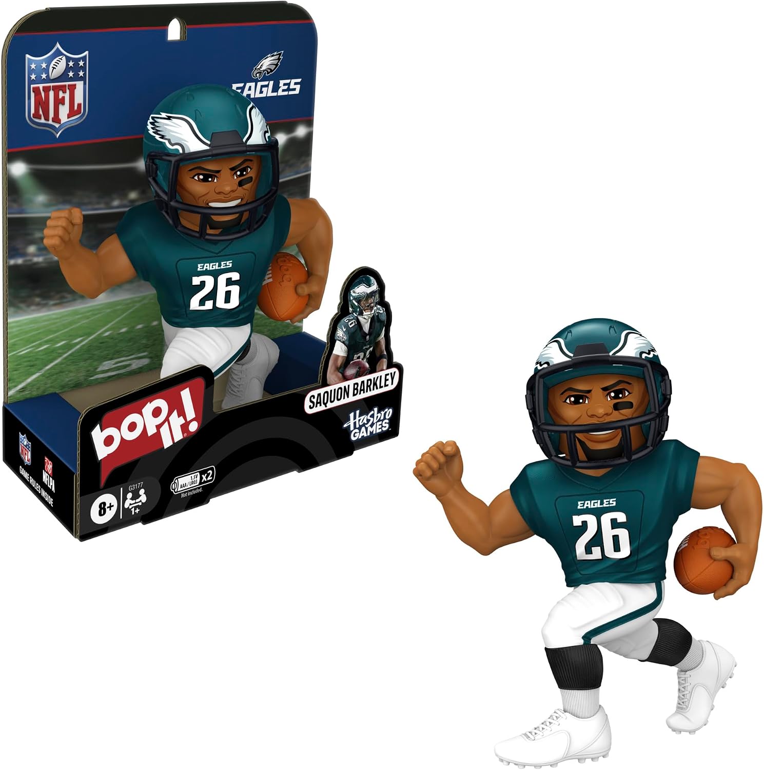 Hasbro Gaming Bop It! Saquon Barkley Edition Game | Officially Licensed NFL Games for Kids & Teens | Ages 8+ | 1+ Players | Gifts for Football & Eagles Fans