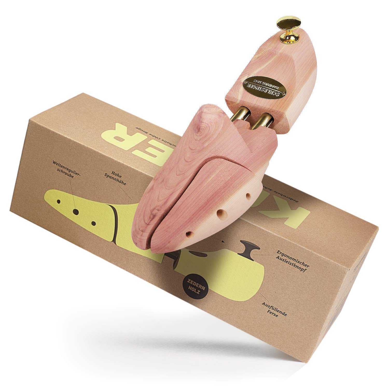 Schlesinger - TESTSIEGER 1 Paar Premium Herren Schuhspanner aus edlem Zedernholz für eine optimale Schuhpflege. Modell Kaiser.(51/52, Gold)