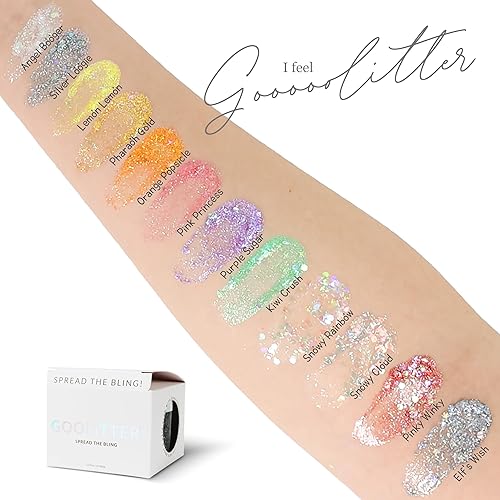 Miniatura 5 de Gel holográfico con purpurina blanca transparente para rostro, cuerpo y cabello nube nevada 2 onzas (2.0 fl oz)  Grueso  K-Beauty  Halloween,