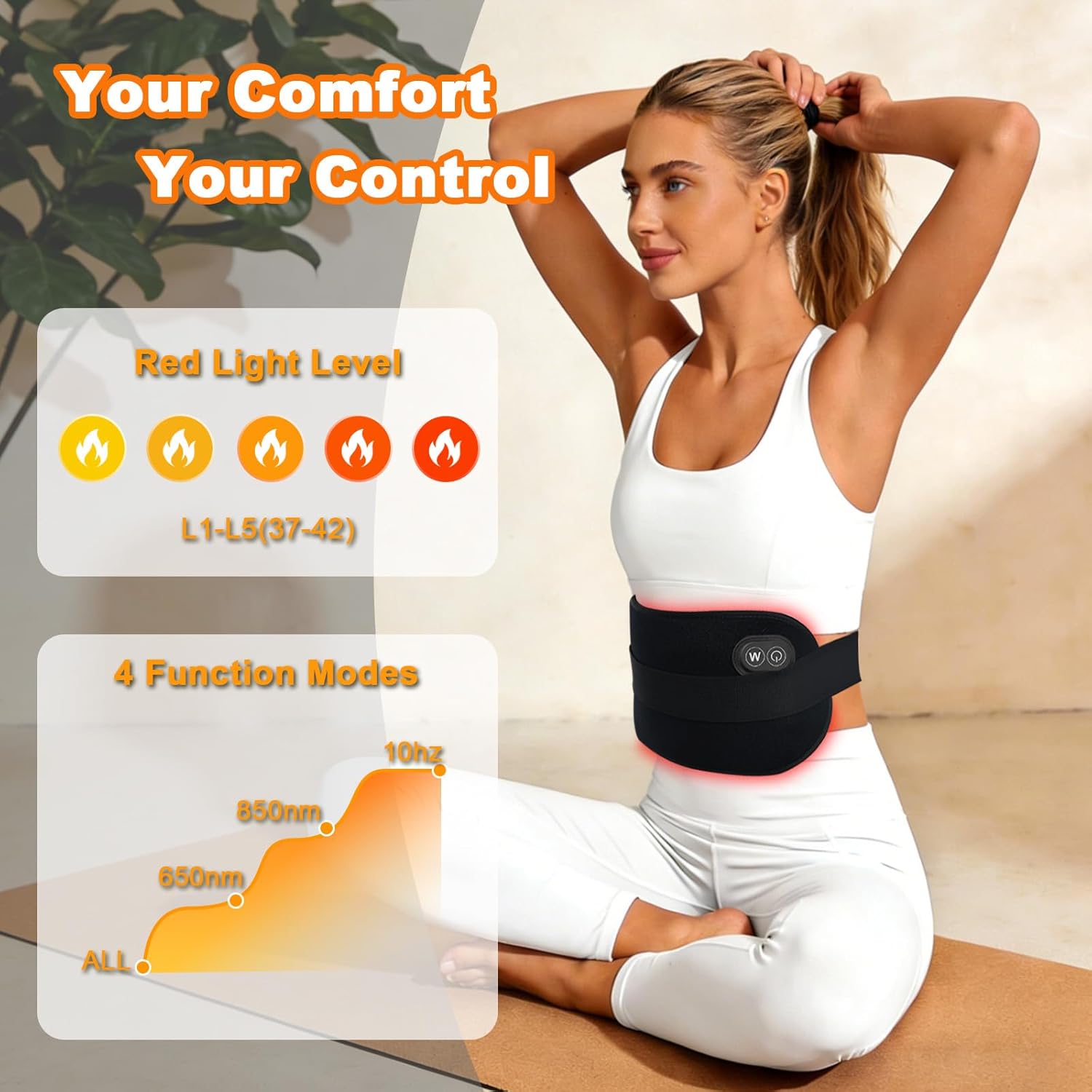 Cordless & Rechargeable Red Light Therapy Pad for Body, Battery Powered 660nm & 850nm Light Therapy Belt with Heat, Adjustable Straps for Back, Waist, Shoulder & Knee, Portable Use Anywhere