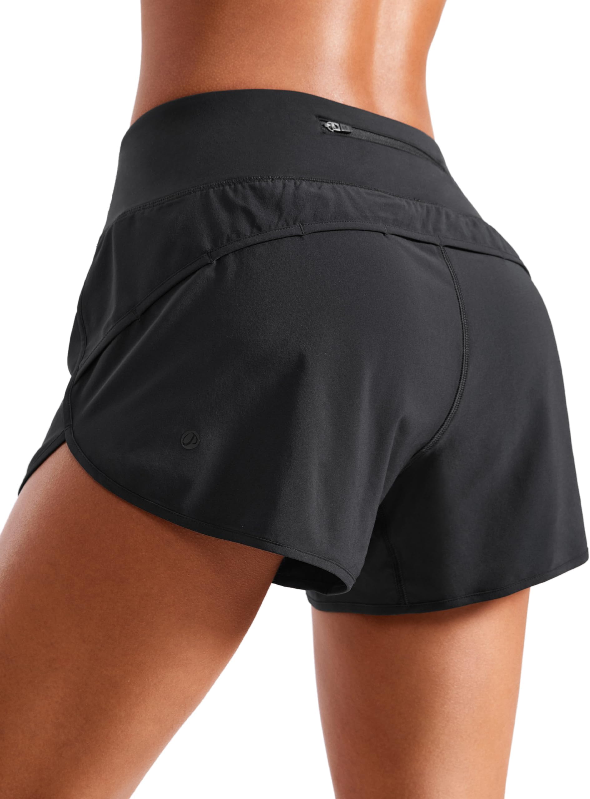 CRZ YOGAMid Waisted Running Shorts for Women 4" Soft for Gym Athletic Workout with Zipper Pocket Liner Quick Dry