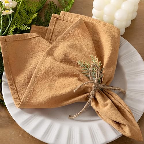 Miniatura 1 de Socomi Servilletas de lino de color caramelo, para Pascua, primavera, juego de 10 servilletas de algodón lavables a granel de 17 x 17 pulgadas para