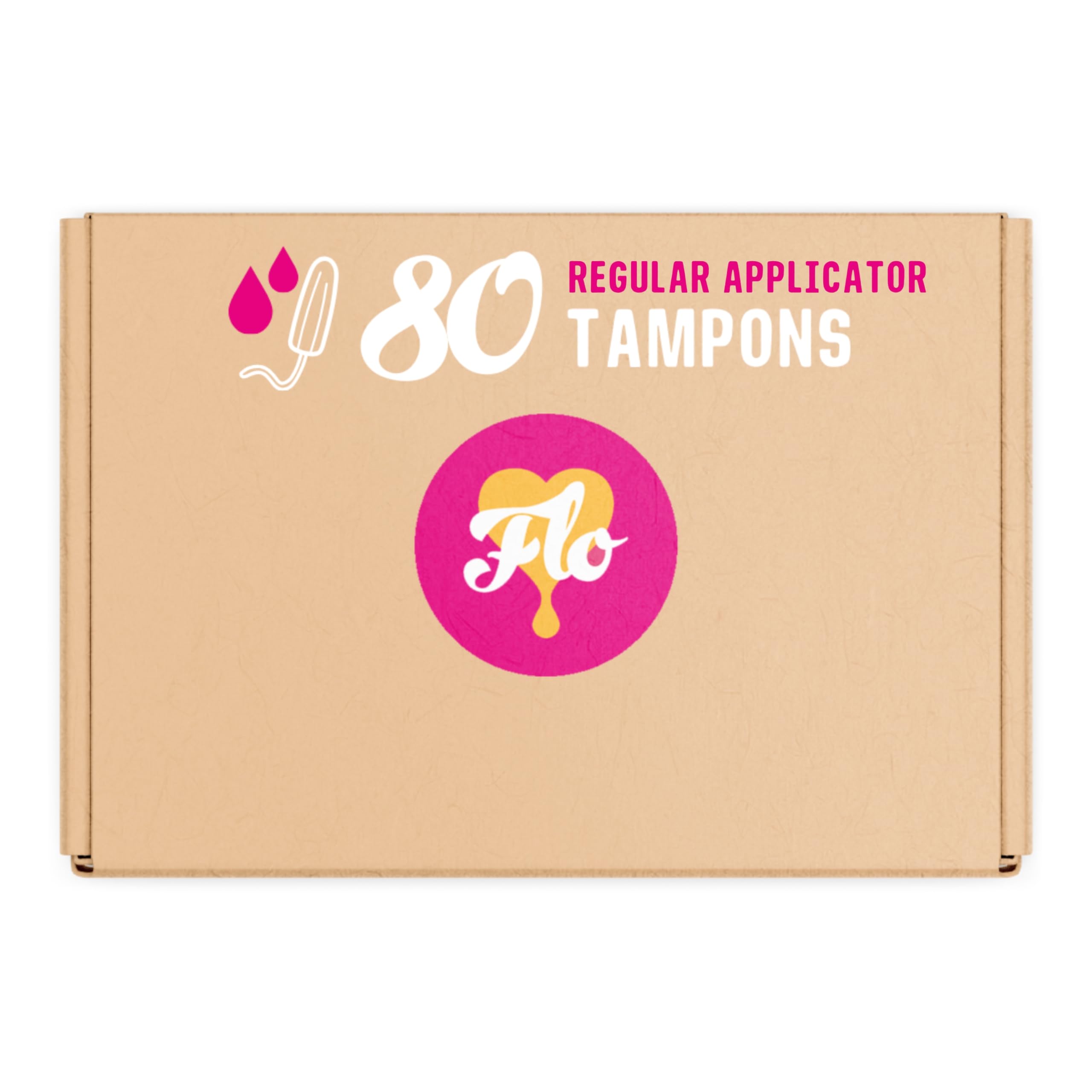 FLO Tampons, Regular with Applicator, Made from 100% Organic Cotton, Biodegradable & Ultra-Absorbent - 80 Regular Tampons