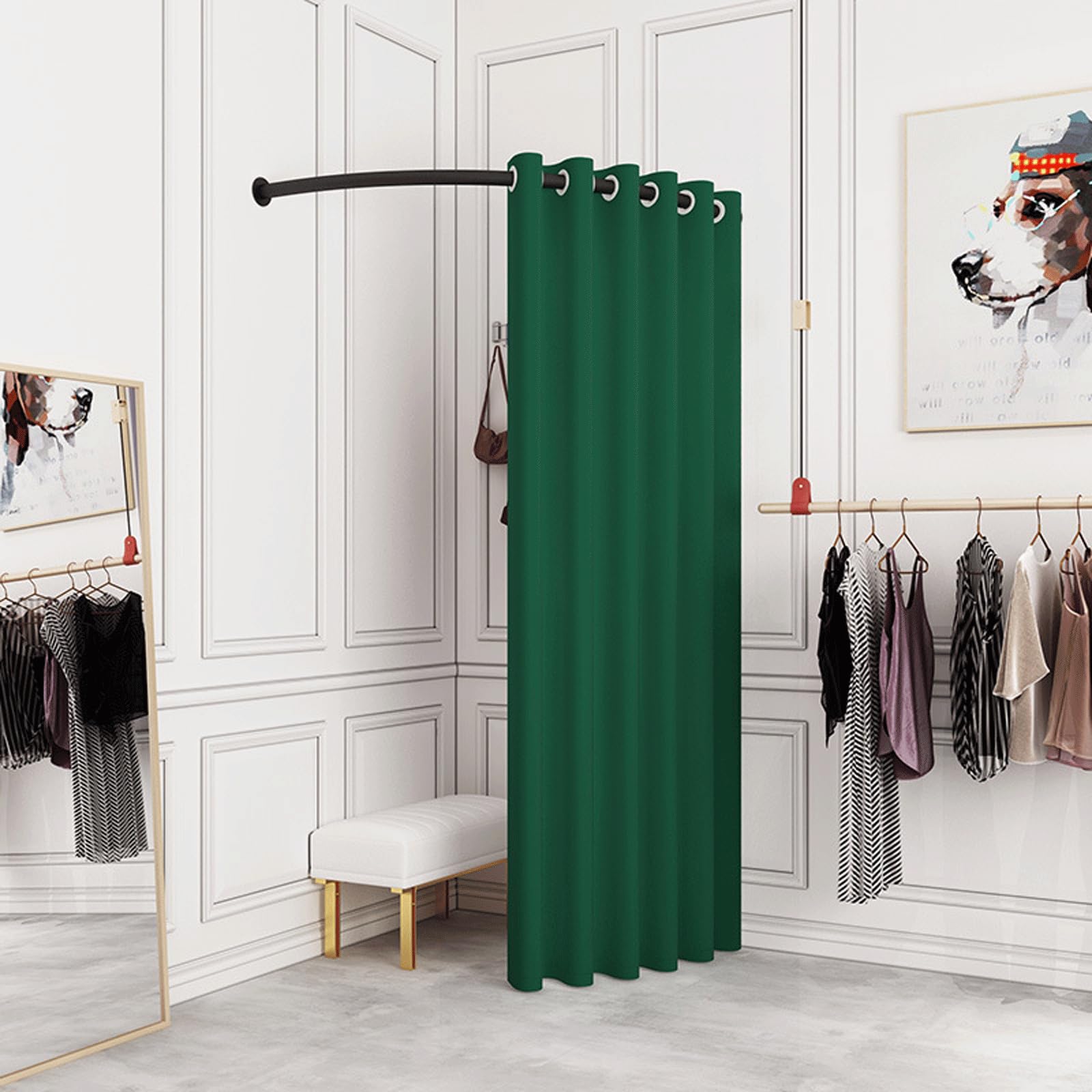 Mur d'angle temporaire en forme de C pour vestiaire mobile - Idéal pour les centres commerciaux et les magasins de vêtements