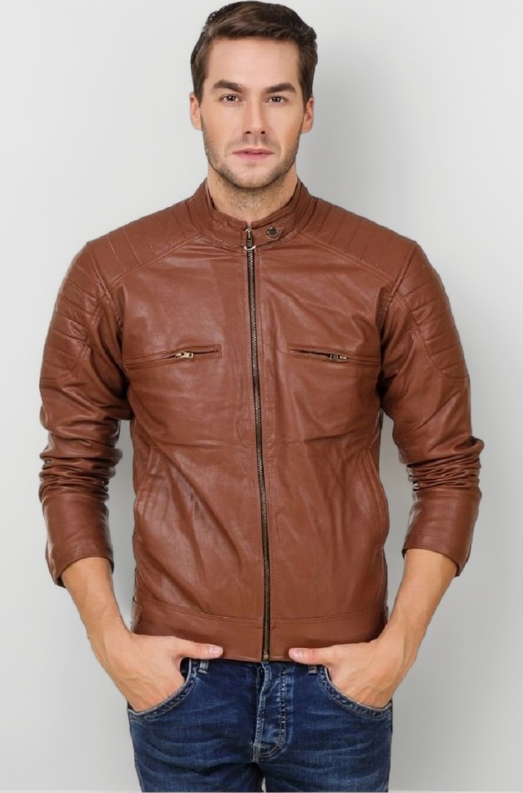 Brown Men's Faux Leather Jacket
