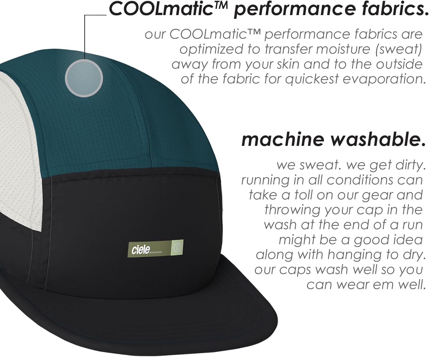 Ciele Athletics ALZCap Horizon - Lightweight 5-Panel Running Hat - Washable Moisture Wicking Cap with Sun Protection