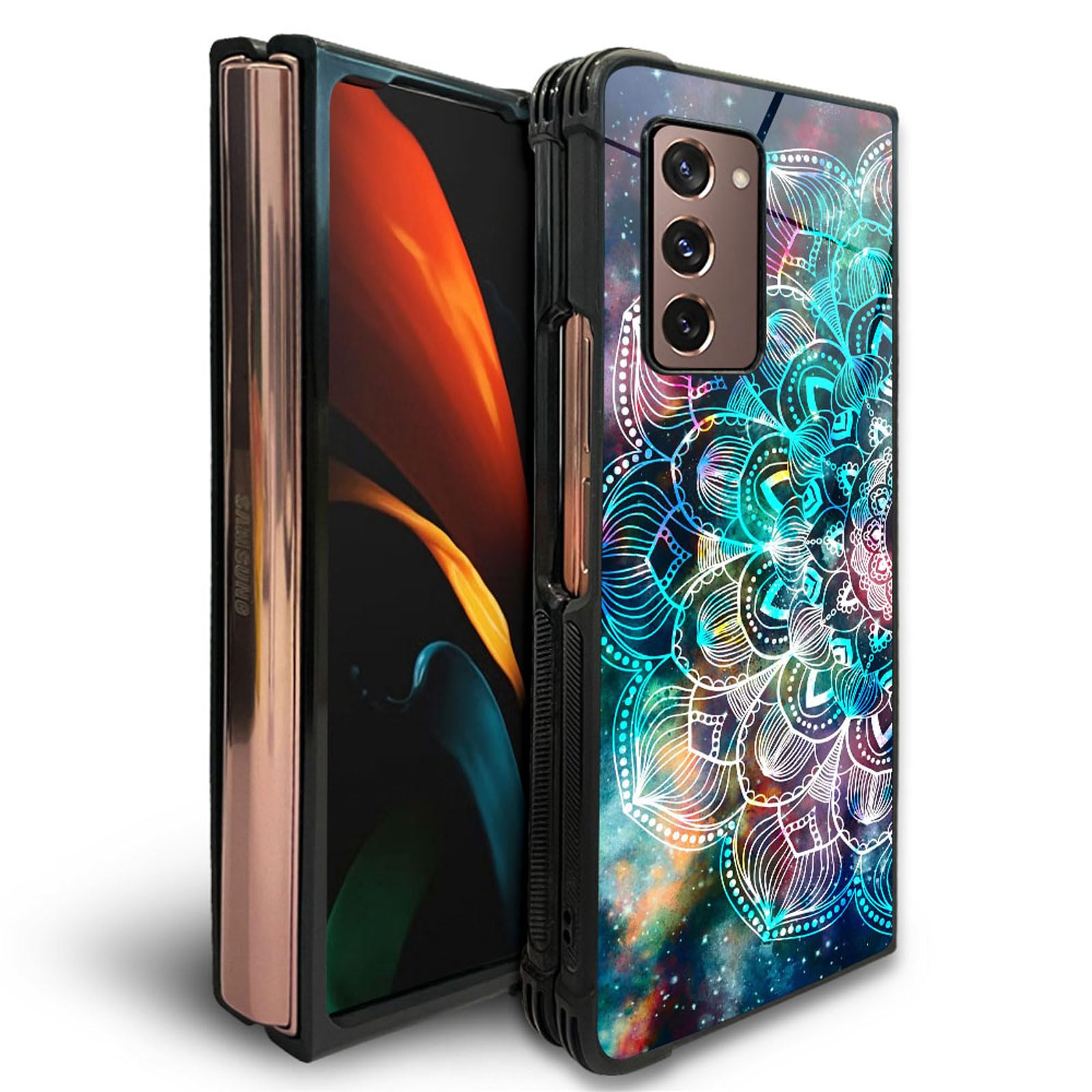 ZHEGAILIAN Case Compatible with Samsung Galaxy Z Fold 2, Starry Mandala, Plexiglass Four-Corner Shock-Proof Design Cover for Galaxy Z Fold 2 5G 7.6-