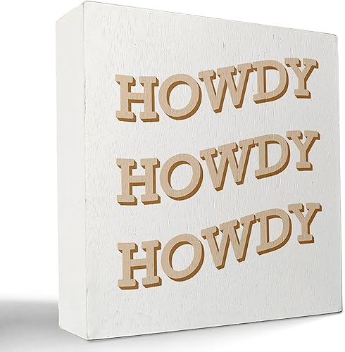Retro Groovy Western Howdy Beige Preppy Boho, caja de madera para decoración de escritorio, placa de madera preppy para el hogar occidental,