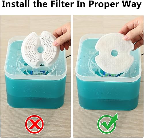 Miniatura 7 de PewinGo Paquete de 4 filtros de fuente de agua para gatos, filtro de repuesto de fuente de agua para mascotas con filtración múltiple, filtro de