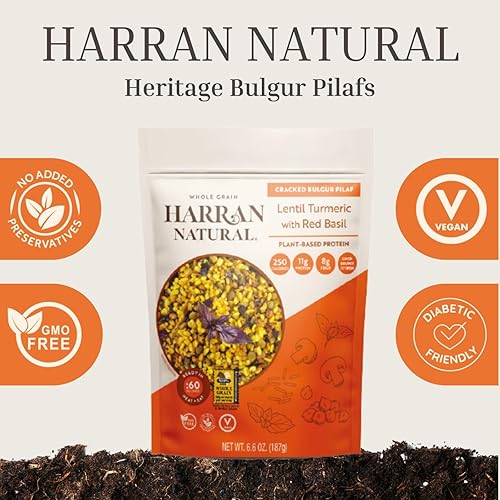 Miniatura 17 de Harran Natural Trigo Bulgur de grano entero, listo para comer, comidas naturales, sin OMG, bajo en calorías + carbohidratos, 0.32 oz de proteína, a