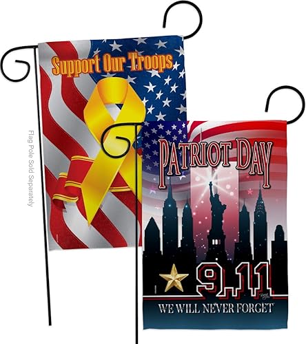 Miniatura 1 de Breeze Decor Paquete de bandera de jardín con texto en inglés "We Will Never Forget Garden Flag Pack Armed Forces Service All Branches Support Honor