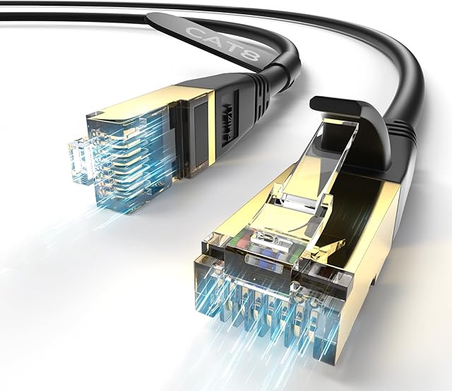 Cat8 Cable Ethernet 20ft,Nework Gigabit Cord with High Speed 40Gbps 2000Mhz SFTP LAN Cables with Gold Plated RJ45 Connector Compatible with Cat7/Cat5/Cat5e/Cat6/Cat6e