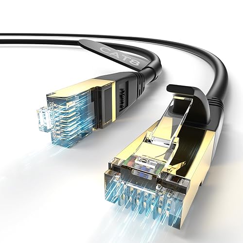 Paquete de 2 cables Ethernet Cat8 de 6 pies, para exteriores e interiores, cable de red LAN para juegos de alta velocidad 26AWG de alta velocidad de