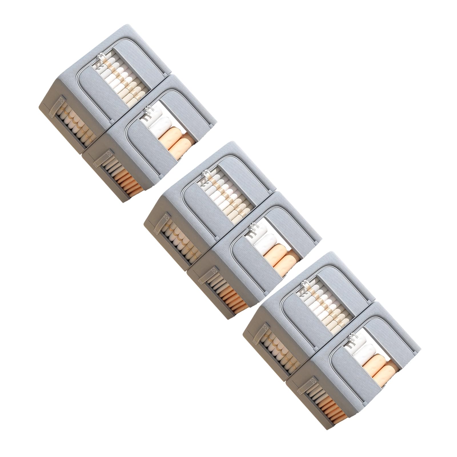 Msioytog Of 6 Oxford Substance Storage Units Featuring Sturdy Metal Structure and See Through Front Fashion Collapsing Storage Bins