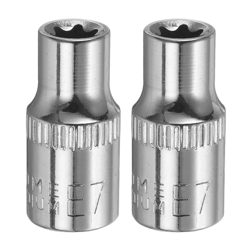 HARFINGTON Kit com 2 Soquetes E-Torx E7 de 1/4 pol. com Encaixe Profundo em Aço Cromo-Vanádio