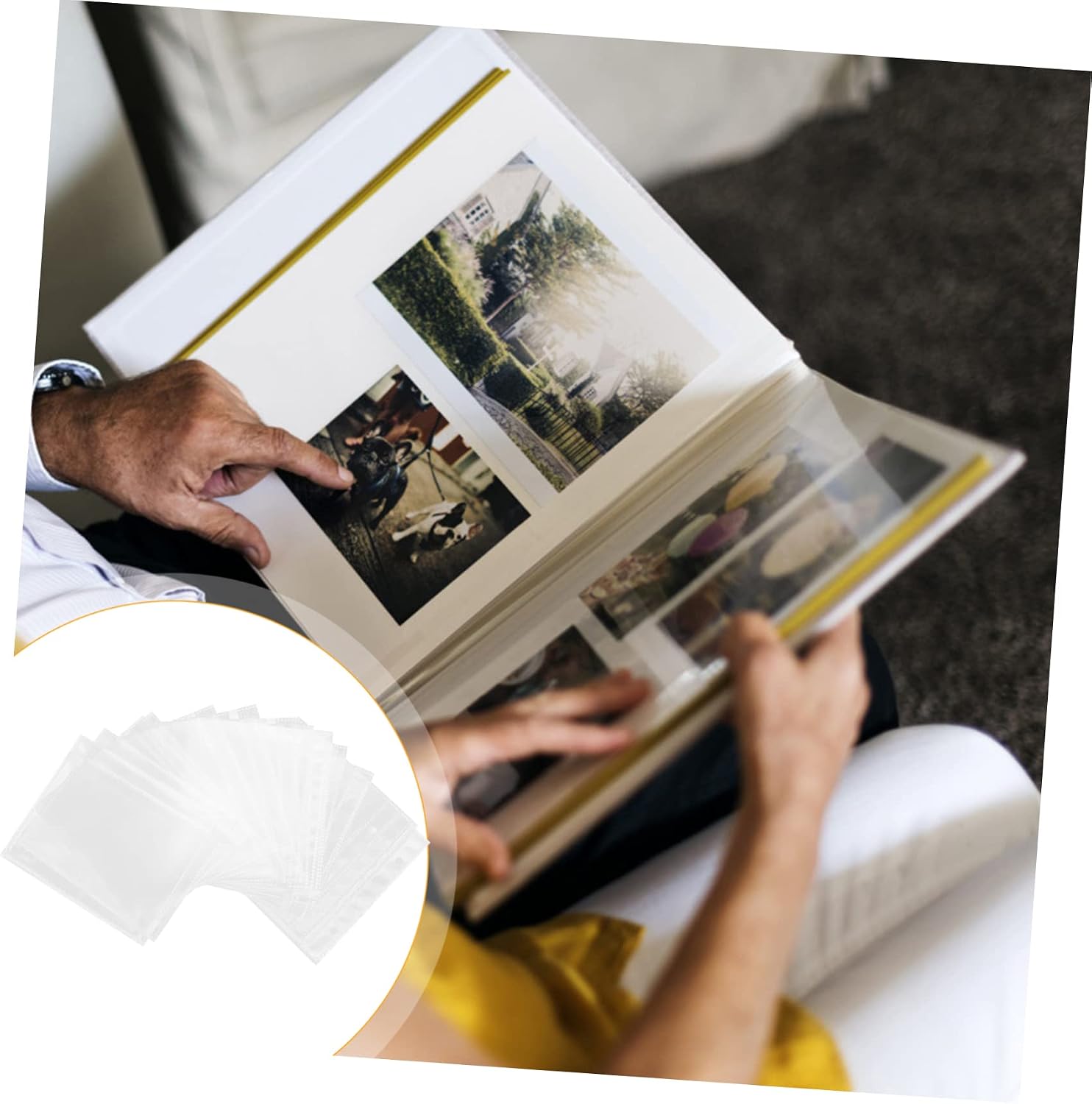 PRETYZOOM 60pcs Photo Album Sleeve Pages Protectors for Photos Postcards Collectibles for Weddings Graduations Family Memories Easy to Install Reusable