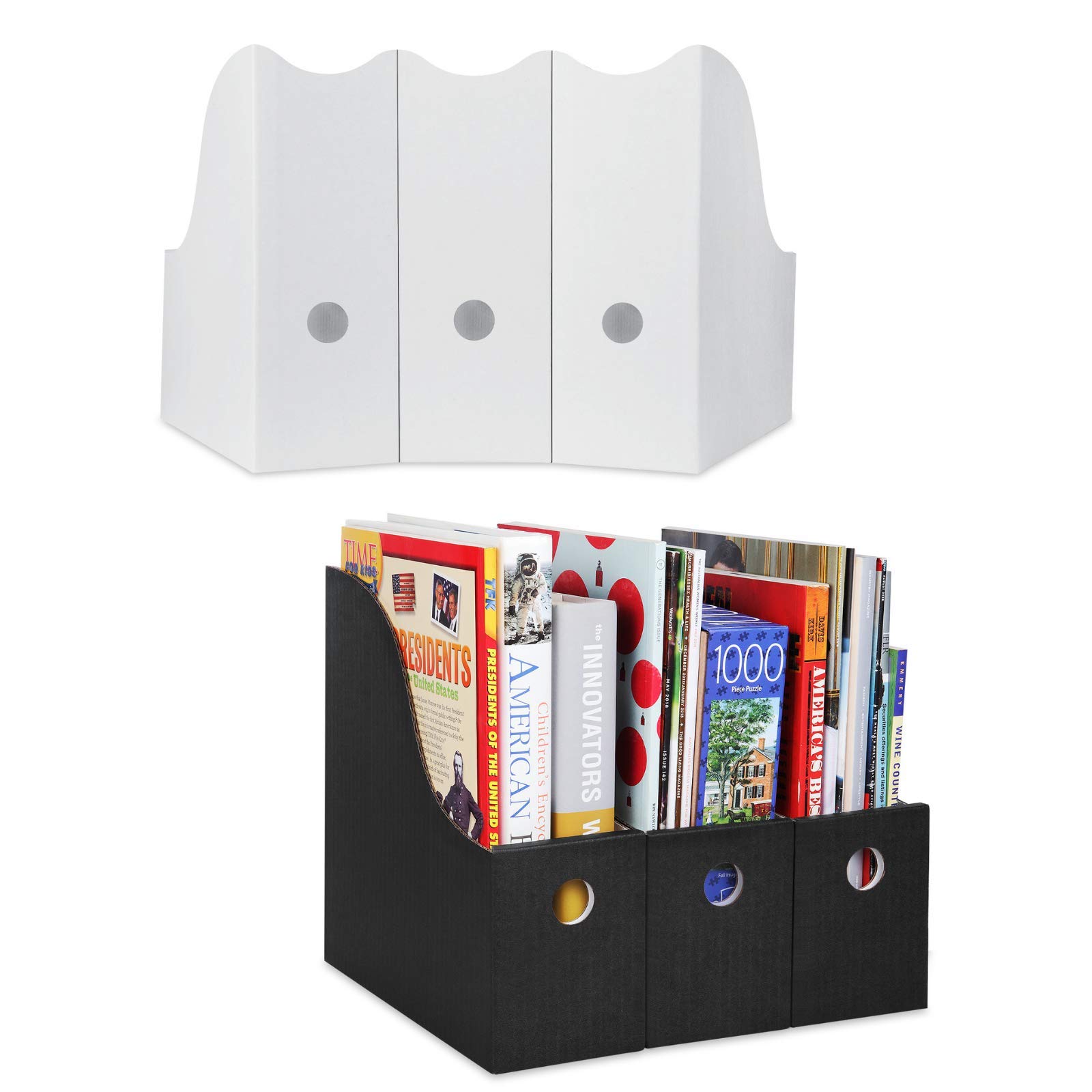 Magazine File Holder (Set of 6, 3 White 