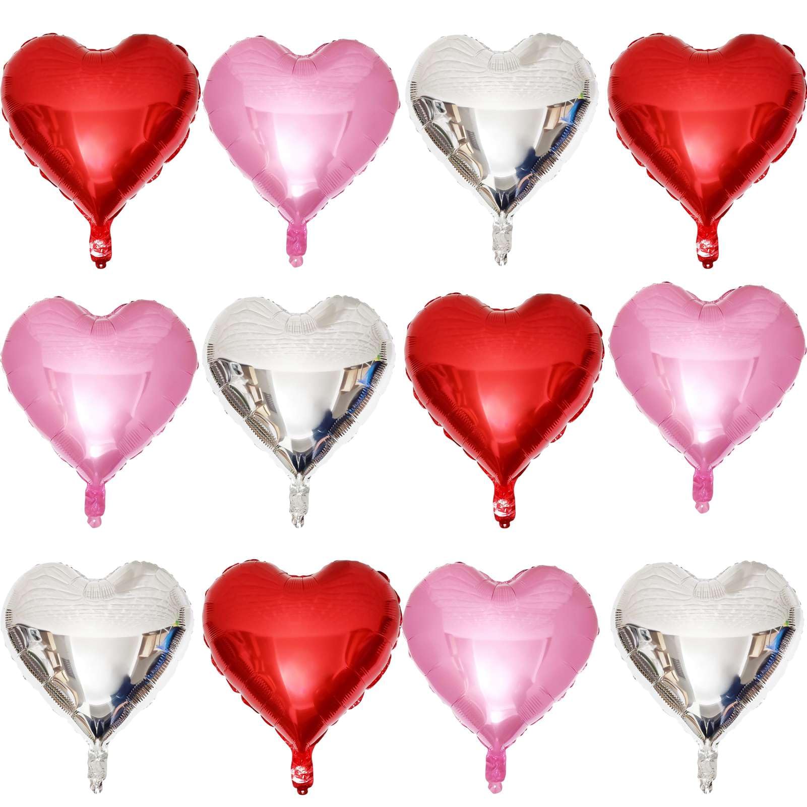 Lovoir 12 Pcs Red Heart Shape Foil Mylar Balloons 18 Inch Love Balloons for Valentine's Day Birthday Party Decorations Wedding Engagement Romantic